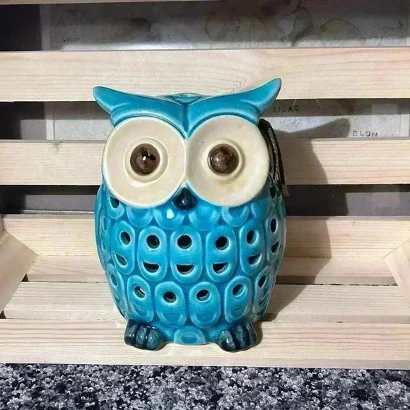 GC Naturals Ceramic Owl Figurine Decor Sachet Holder Blue 5-3/4 “ - Picture 1 of 4